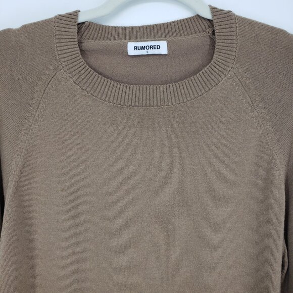Rumored Tahoe Pullover Jumper Sweater S Womens Relaxed Oversized Fit Teddy Tan - Picture 8 of 10
